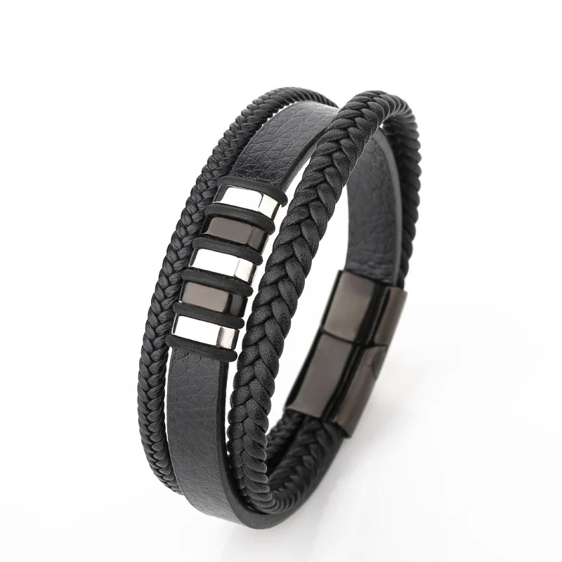 Men's Stainless Steel Braided Multilayer Leather Bracelet Wristband Magnetic Clasp Handmade Woven Cow Leather Bangle Bracelet
Men's Stainless Steel Braided Multilayer Leather Bracelet Wristband Magnetic Clasp Handmade Woven Cow Leather Bangle Bracelet