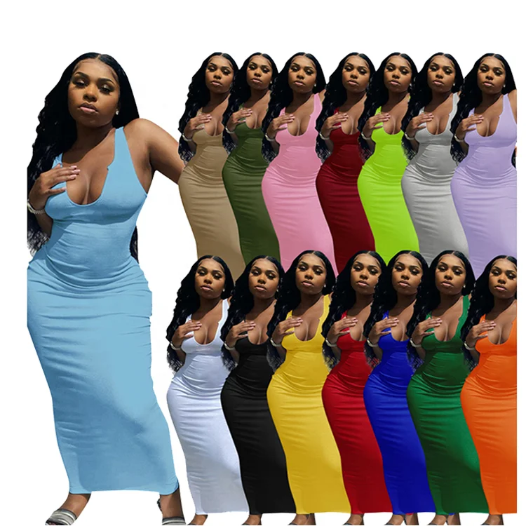 2022 Custom Logo Soild Color Round Neck Sleeveless Sexy Bodycon Evening Dress Maxi Elegant Women Summer Party Long Casual Dress
2022 Custom Logo Soild Color Round Neck Sleeveless Sexy Bodycon Evening Dress Maxi Elegant Women Summer Party Long Casual Dress