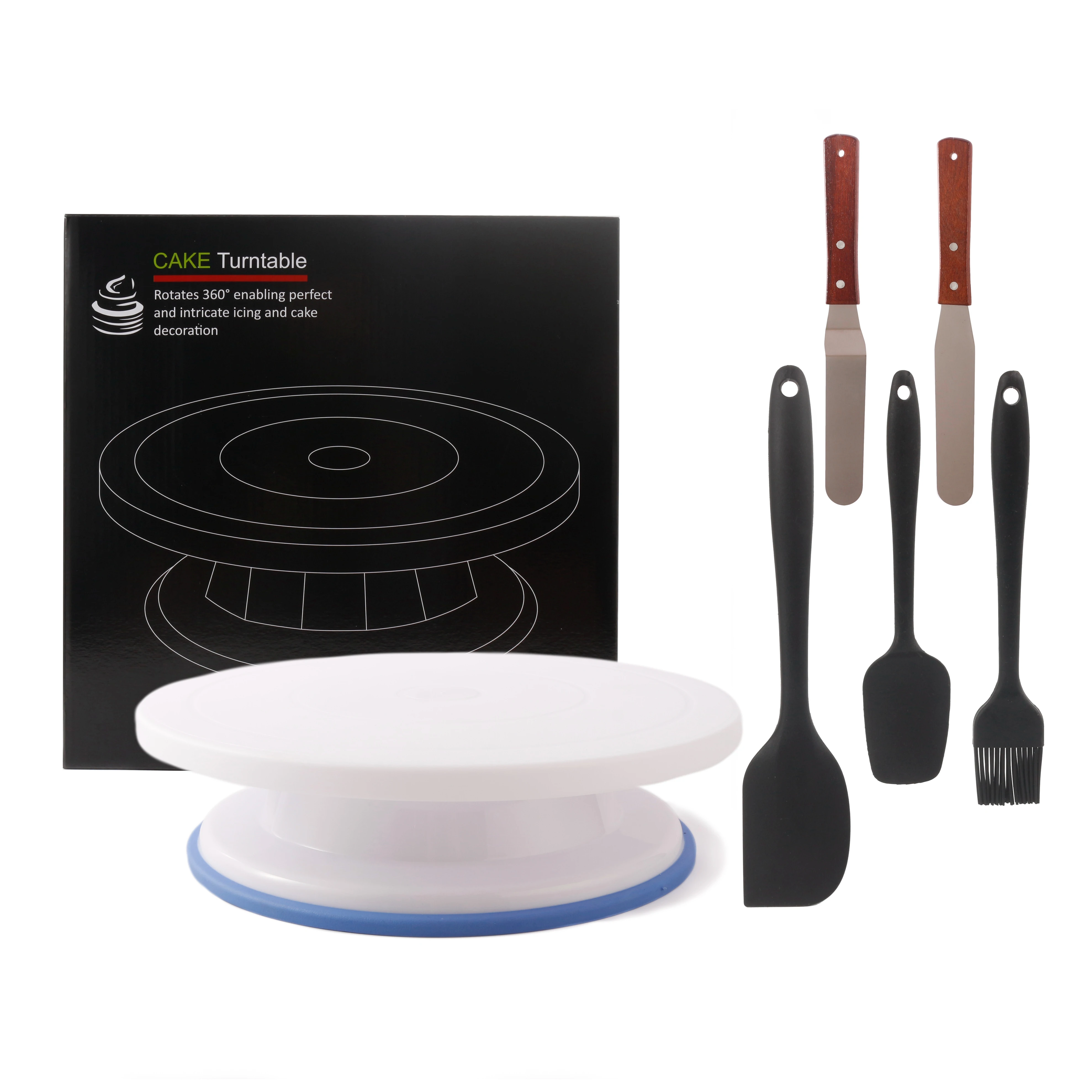 Baking Tool Set Kitchen Accessories 6 Ppcs Stainless Steel and Silicone Spatula Scraper PP Cake Turntable with Non-slip Insert, Shown as pictures
Baking Tool Set Kitchen Accessories 6 Ppcs Stainless Steel and Silicone Spatula Scraper PP Cake Turntable with Non-slip Insert, Shown as pictures