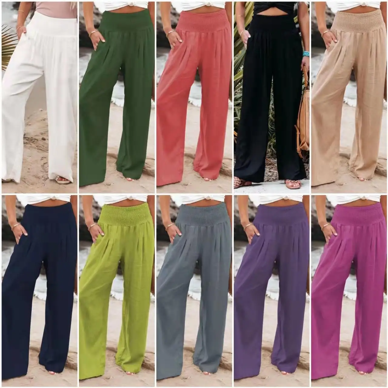 2023 Women Cotton Linen Pants Elastic High Waisted Lounge Pants Loose Beach Trousers with Pockets
2023 Women Cotton Linen Pants Elastic High Waisted Lounge Pants Loose Beach Trousers with Pockets
