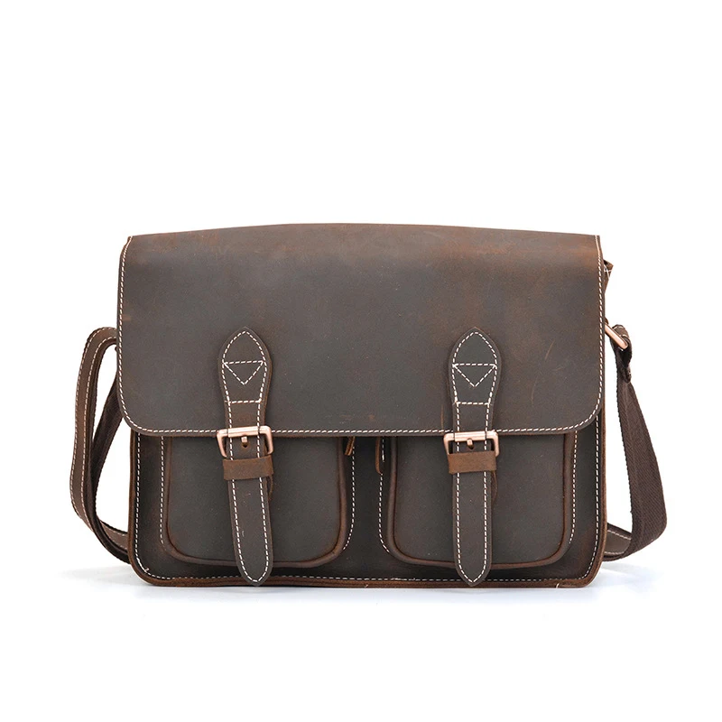 Top quality trendy leather messenger bag crazy horse leather Men shoulder bag, As picture shows or customized 
Top quality trendy leather messenger bag crazy horse leather Men shoulder bag, As picture shows or customized