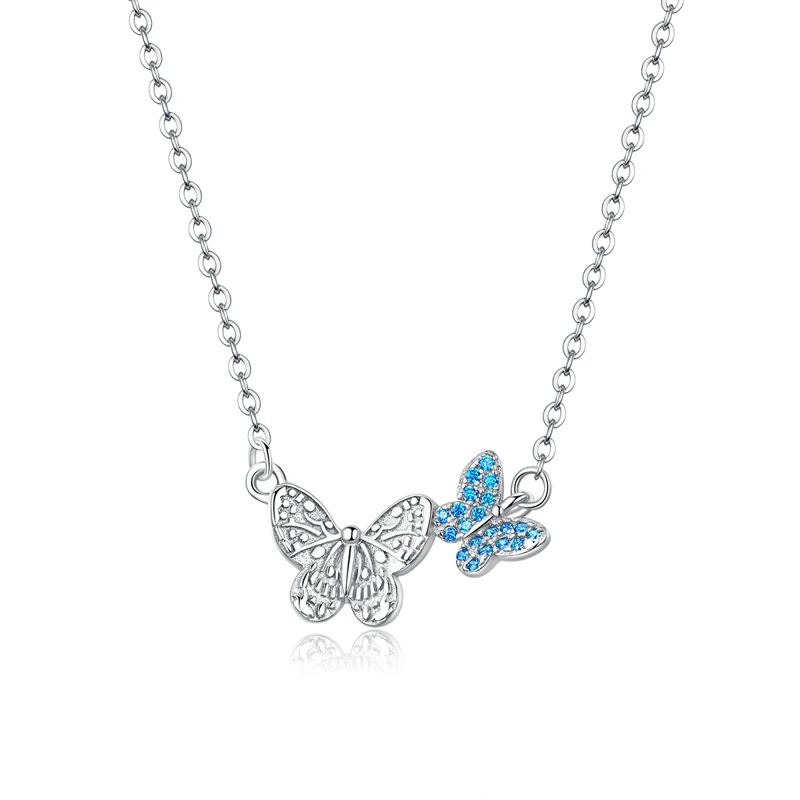 Fashion exquisite 925 jewelry two butterfly blue zircon pendant chain sterling silver necklace for girls
Fashion exquisite 925 jewelry two butterfly blue zircon pendant chain sterling silver necklace for girls