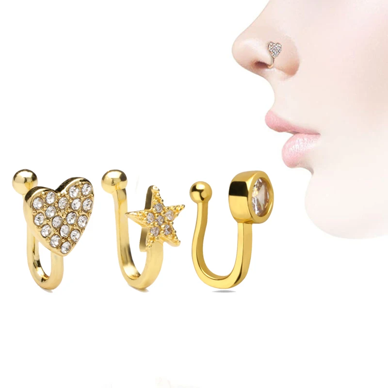 Diamond Stainless Steel Clip On Trending Non Piercing Face Nose Rings Woman Nose Cuffs Nose Jewelry, Gold, rose gold, silver
Diamond Stainless Steel Clip On Trending Non Piercing Face Nose Rings Woman Nose Cuffs Nose Jewelry, Gold, rose gold, silver