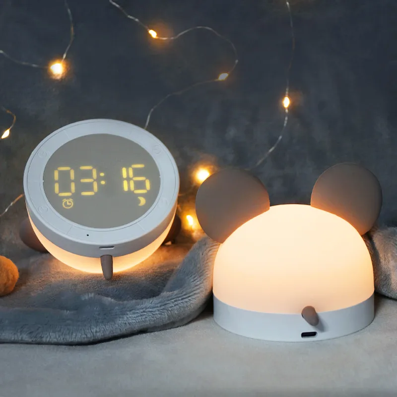 Modern Patent Mouse Design Natural light Alarm Clock Display LED Desk Digital Clock Night Lights
Modern Patent Mouse Design Natural light Alarm Clock Display LED Desk Digital Clock Night Lights