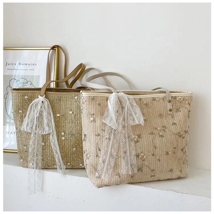Fashionable Summer Fresh Beach Lace Straw Tote Bag Weaving Straw Beach Summer Vacation Large Tote Hand bags with Leather Strap
Fashionable Summer Fresh Beach Lace Straw Tote Bag Weaving Straw Beach Summer Vacation Large Tote Hand bags with Leather Strap