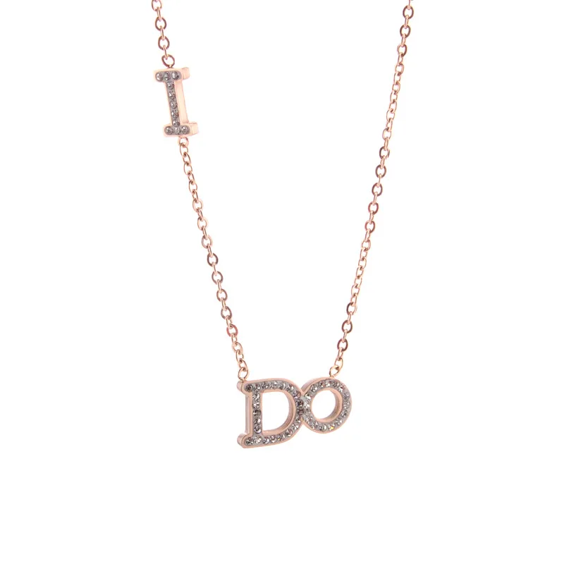 Rose Gold WOMEN Romantic Zircon Stone Stainless Steel I DO Shape Pendant Jewelry Necklace for girl
Rose Gold WOMEN Romantic Zircon Stone Stainless Steel I DO Shape Pendant Jewelry Necklace for girl