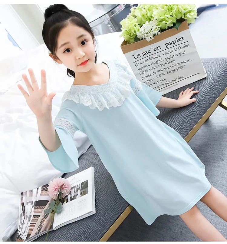 High Quality lace Baby Girl Nightgown Sleep wear dress Parent-child Nightdress Blue short-sleeved nightdress for kids
High Quality lace Baby Girl Nightgown Sleep wear dress Parent-child Nightdress Blue short-sleeved nightdress for kids