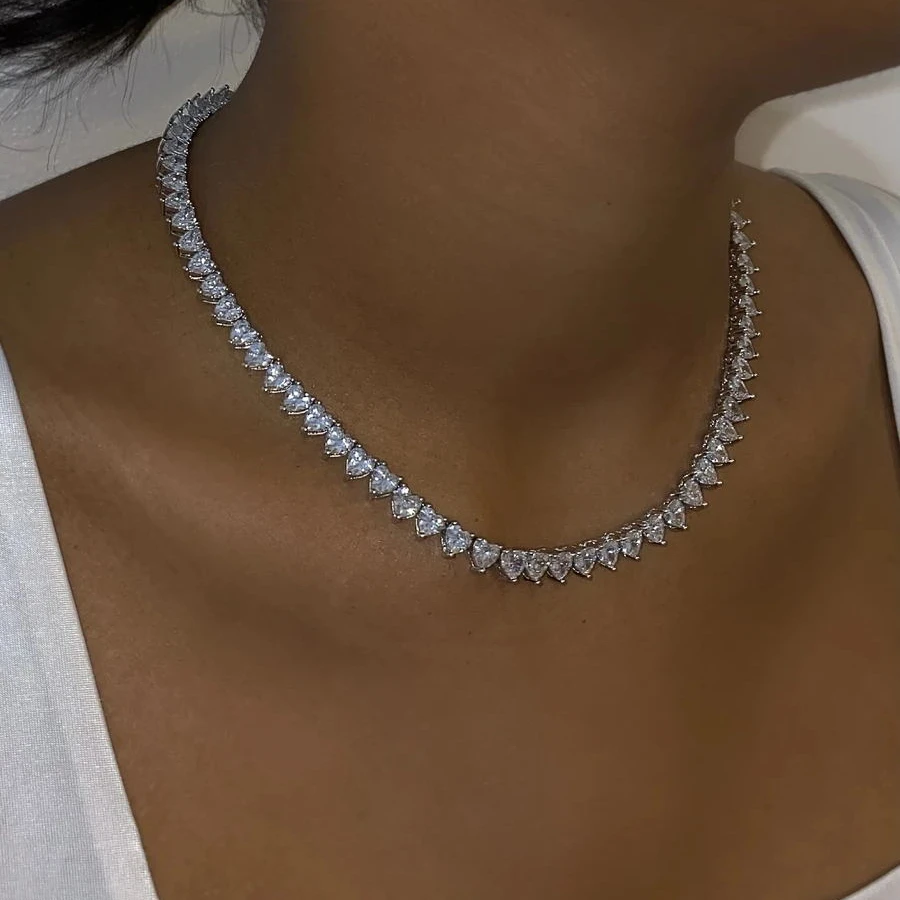 2021 Valentine's Day Gift In stock fashion jewelry 5A cubic zirconia heart cz tennis chain necklace, Customized
2021 Valentine's Day Gift In stock fashion jewelry 5A cubic zirconia heart cz tennis chain necklace, Customized