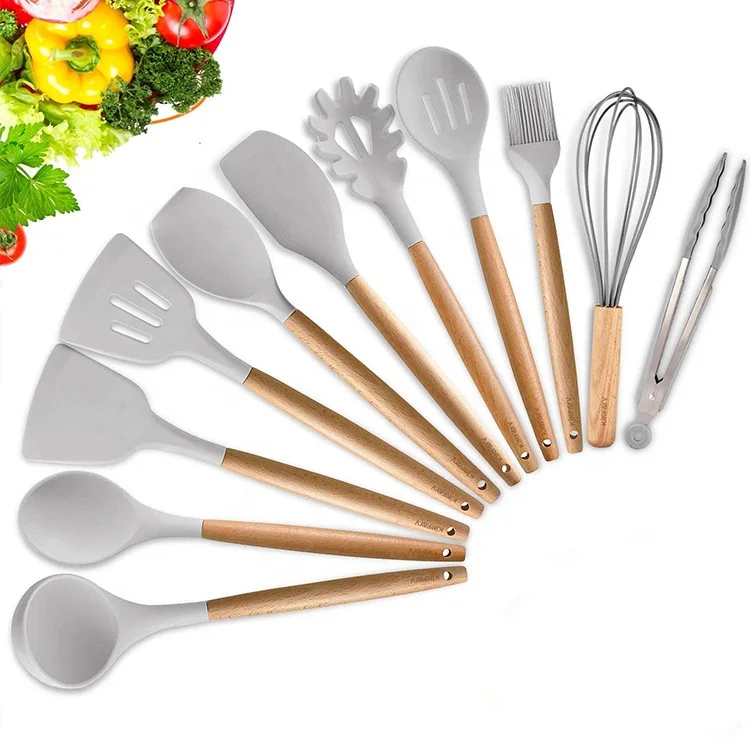 11 Pcs Non-Stick Cookware Silicone Kitchen Utensils Set with Stand for Cooking 
11 Pcs Non-Stick Cookware Silicone Kitchen Utensils Set with Stand for Cooking