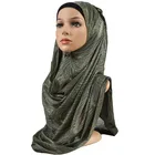 Blackish green color women scarf muslim new design stripe flower cotton print hijab