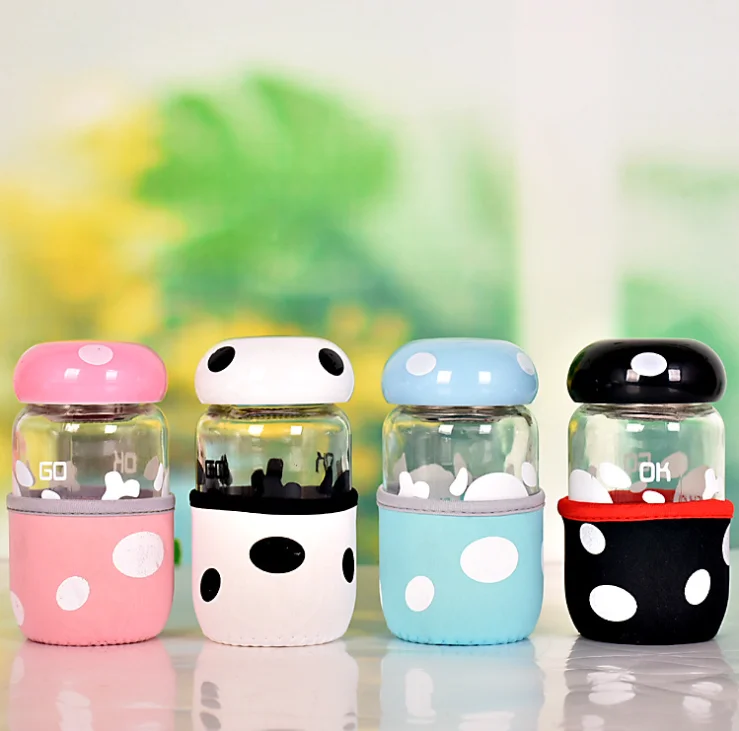 Popular Gifts promotion girls fashion unique mushroom design glass water bottles with pouch free samples
Popular Gifts promotion girls fashion unique mushroom design glass water bottles with pouch free samples