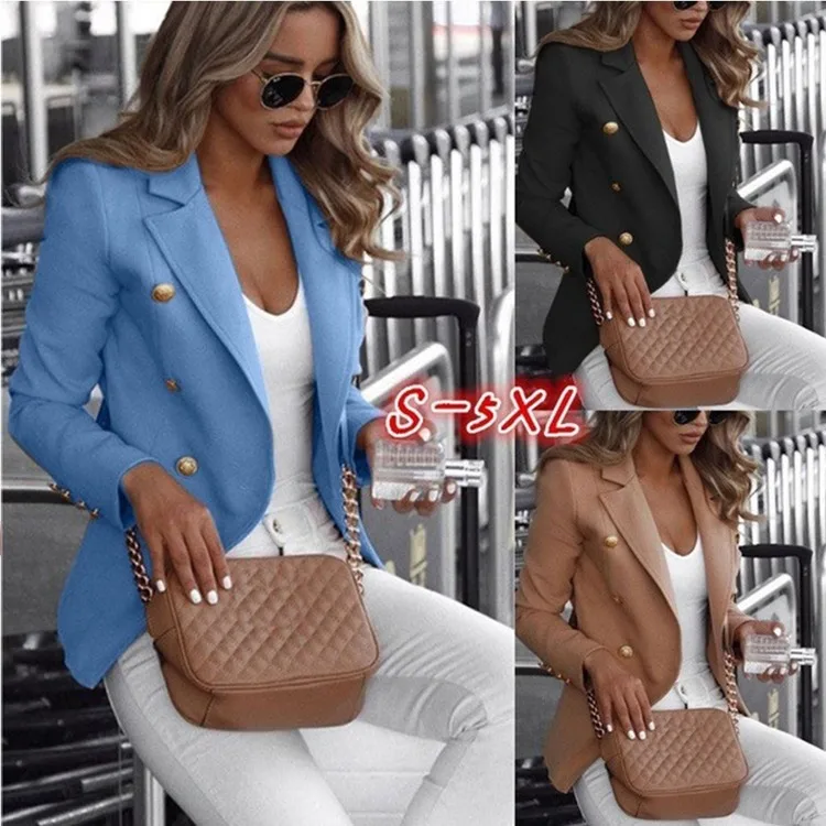 Winter Women Blazer Double Breasted Blazer Coat Fashion Slim long Sleeve Elegant Suit Jacket Office Women Blazer
Winter Women Blazer Double Breasted Blazer Coat Fashion Slim long Sleeve Elegant Suit Jacket Office Women Blazer
