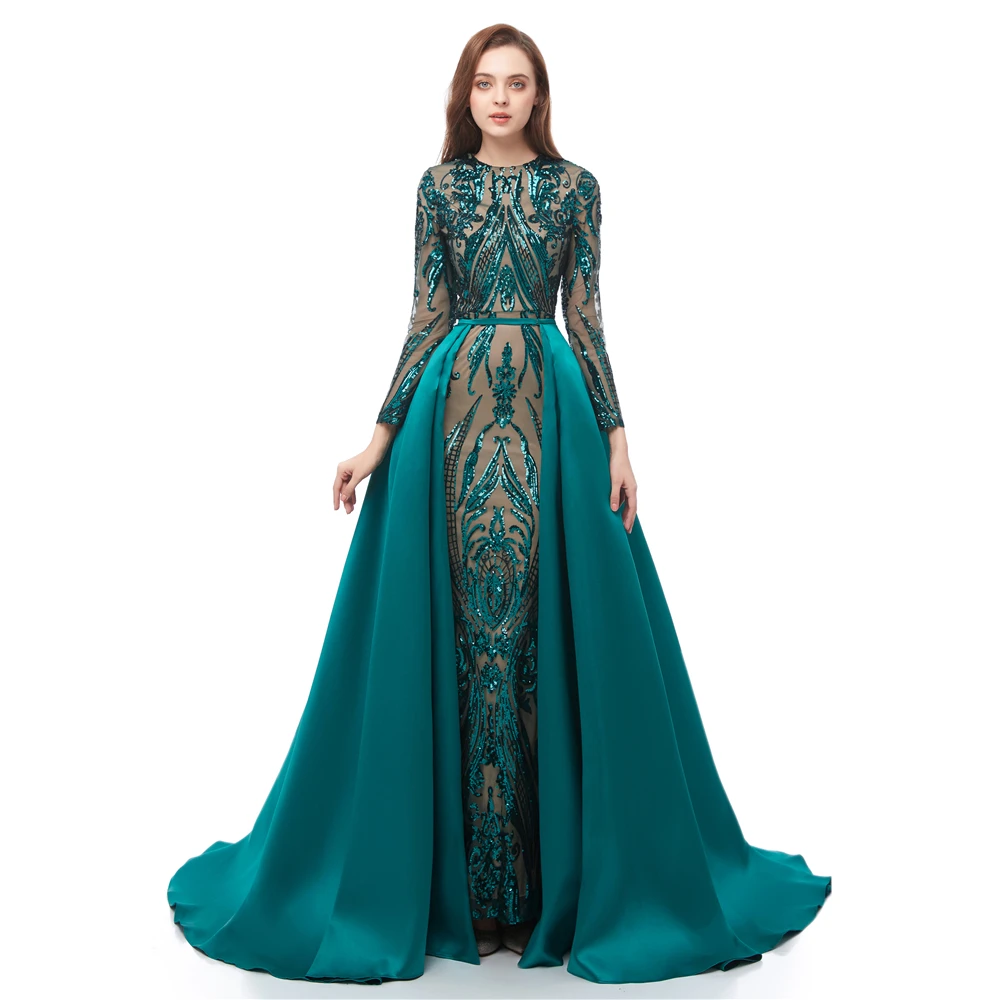Blue/Red/Rose Gold/Green Custom Made Size High Neck Long Sleeve Prom Dresses 2019 Muslim Sequins Party Dress Detachable Skirt
Blue/Red/Rose Gold/Green Custom Made Size High Neck Long Sleeve Prom Dresses 2019 Muslim Sequins Party Dress Detachable Skirt