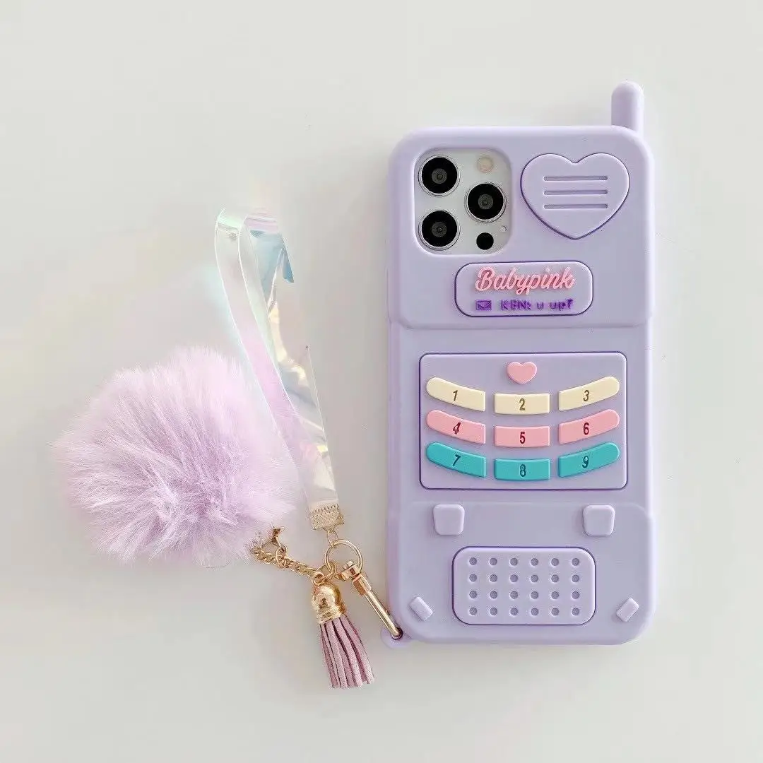 3D pink cellphone design silicone mobile phone cover with plush ball pendant for iphone 11 12 pro max case with Charm
3D pink cellphone design silicone mobile phone cover with plush ball pendant for iphone 11 12 pro max case with Charm