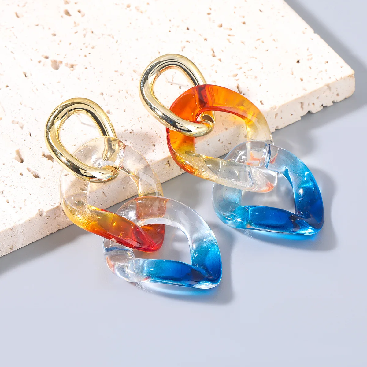 C&J Ins Fashion 18K Gold Plated Multi-layer Geometric Color-block Resin Chain Earrings
C&J Ins Fashion 18K Gold Plated Multi-layer Geometric Color-block Resin Chain Earrings