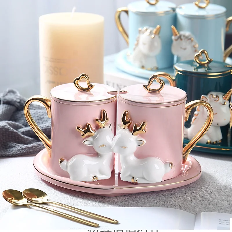 Deer Mugs for Lovers A pair of creative ceramic mugs with lid for wedding birthday upmarket gifts, Dark green
Deer Mugs for Lovers A pair of creative ceramic mugs with lid for wedding birthday upmarket gifts, Dark green