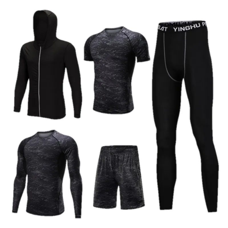 Exercise Workout Tights Five Pieces Tracksuit Sports Suit Gym Fitness Compression Clothes Running Jogging Sport Wear For Men, Customized colors
Exercise Workout Tights Five Pieces Tracksuit Sports Suit Gym Fitness Compression Clothes Running Jogging Sport Wear For Men, Customized colors