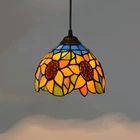 20 cm American Rural Mediterranean yellow sunflower Restaurant Bar pendent lamp Tiffany stained balcony Cafe lighting