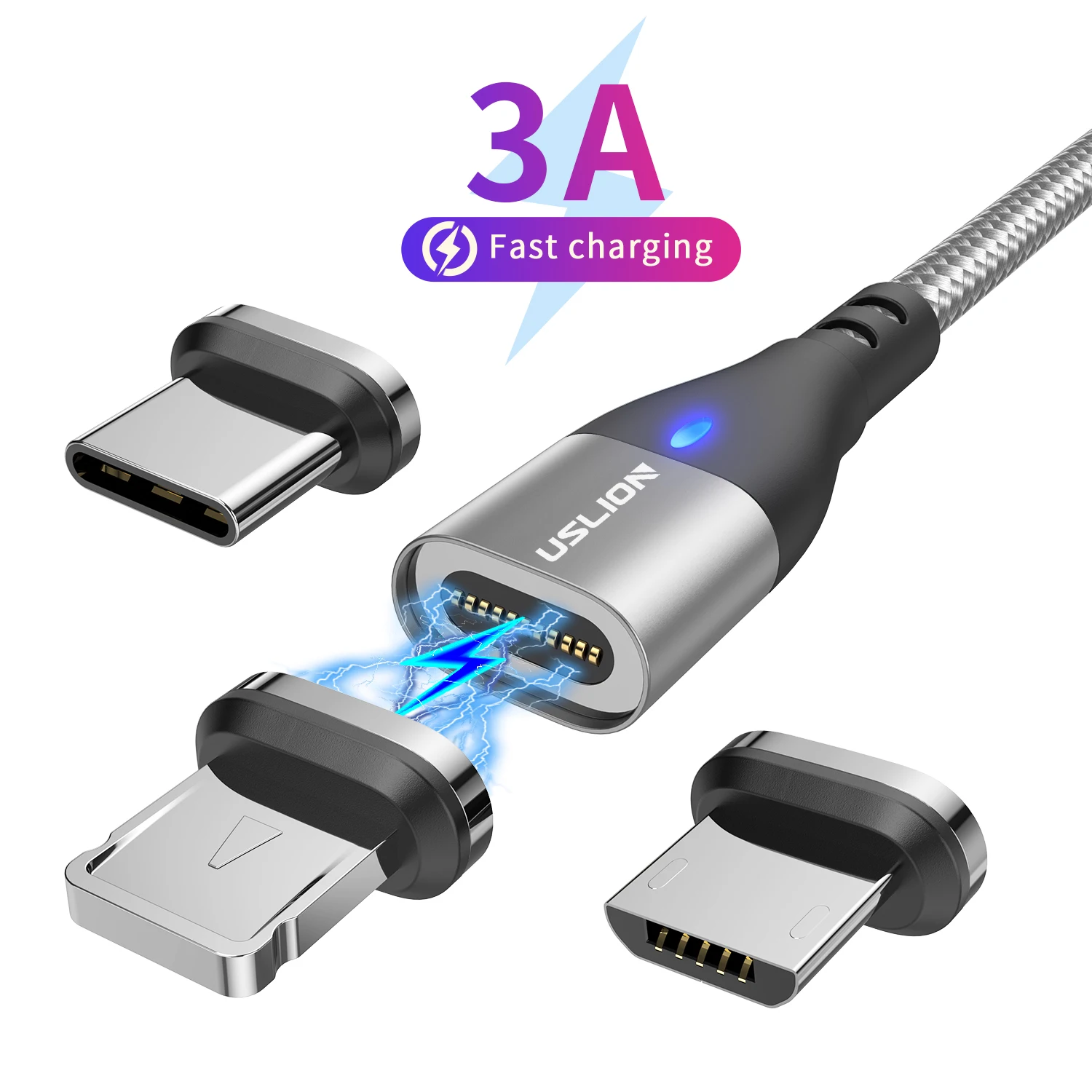 USLION wholesale high quality super flexible colored charging data cable type C micro usb cable magnetic charging cable, Black red blue silver
USLION wholesale high quality super flexible colored charging data cable type C micro usb cable magnetic charging cable, Black red blue silver