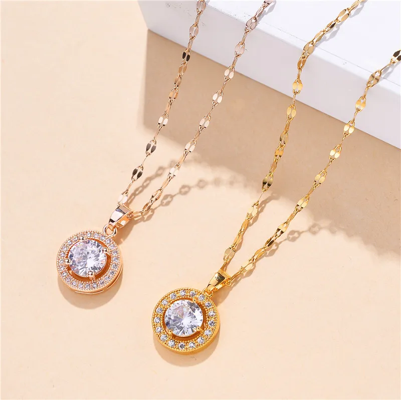 2021 Sailing Jewelry Titanium Steel Zircon Round Necklace Female CZ Round Clavicle Necklace
2021 Sailing Jewelry Titanium Steel Zircon Round Necklace Female CZ Round Clavicle Necklace