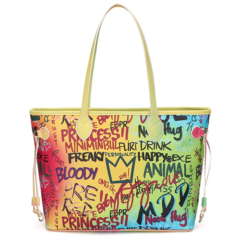 Cross-border Large-capacity Hand-painted Graffiti Bucket Bag Rainbow-color Waterproof Ladies Handbag Fashion Shoulder Bag YGH212
Cross-border Large-capacity Hand-painted Graffiti Bucket Bag Rainbow-color Waterproof Ladies Handbag Fashion Shoulder Bag YGH212
