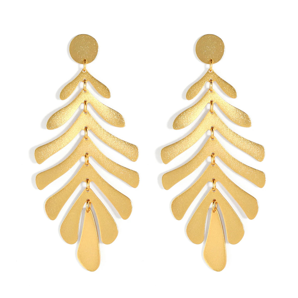 

Newest Hawaiian Leaf design Fashion statement earrings long gold color drop dangle earrings women