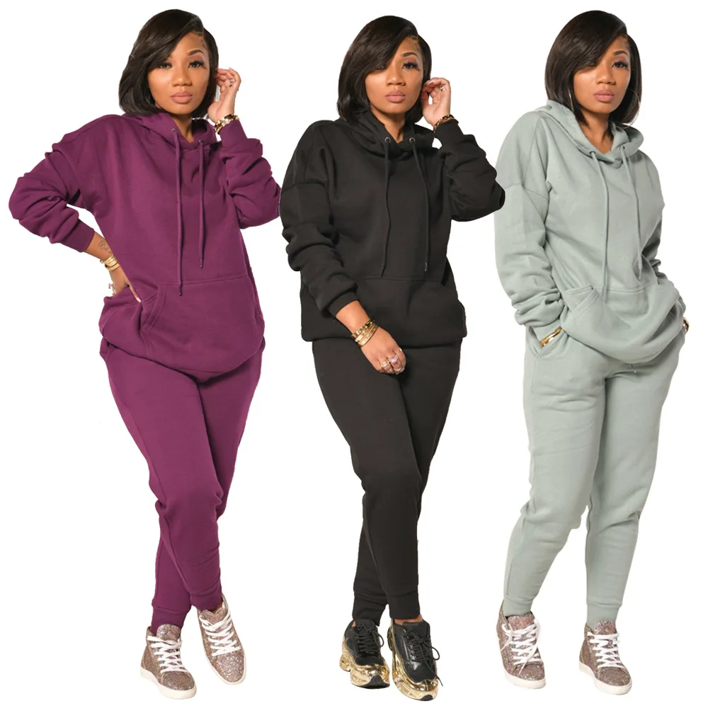 Casual solid color hooded padded sweater plush sports trousers two-piece suit women, Black,blue,burgundy
Casual solid color hooded padded sweater plush sports trousers two-piece suit women, Black,blue,burgundy