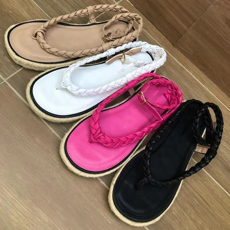 Hot sale Summer New Sandals Women's Clip Braided Rope Buckle Hawaiian Flat designer sandals Ladies Fashion Sandals, White / green / black / orange / rose red
Hot sale Summer New Sandals Women's Clip Braided Rope Buckle Hawaiian Flat designer sandals Ladies Fashion Sandals, White / green / black / orange / rose red