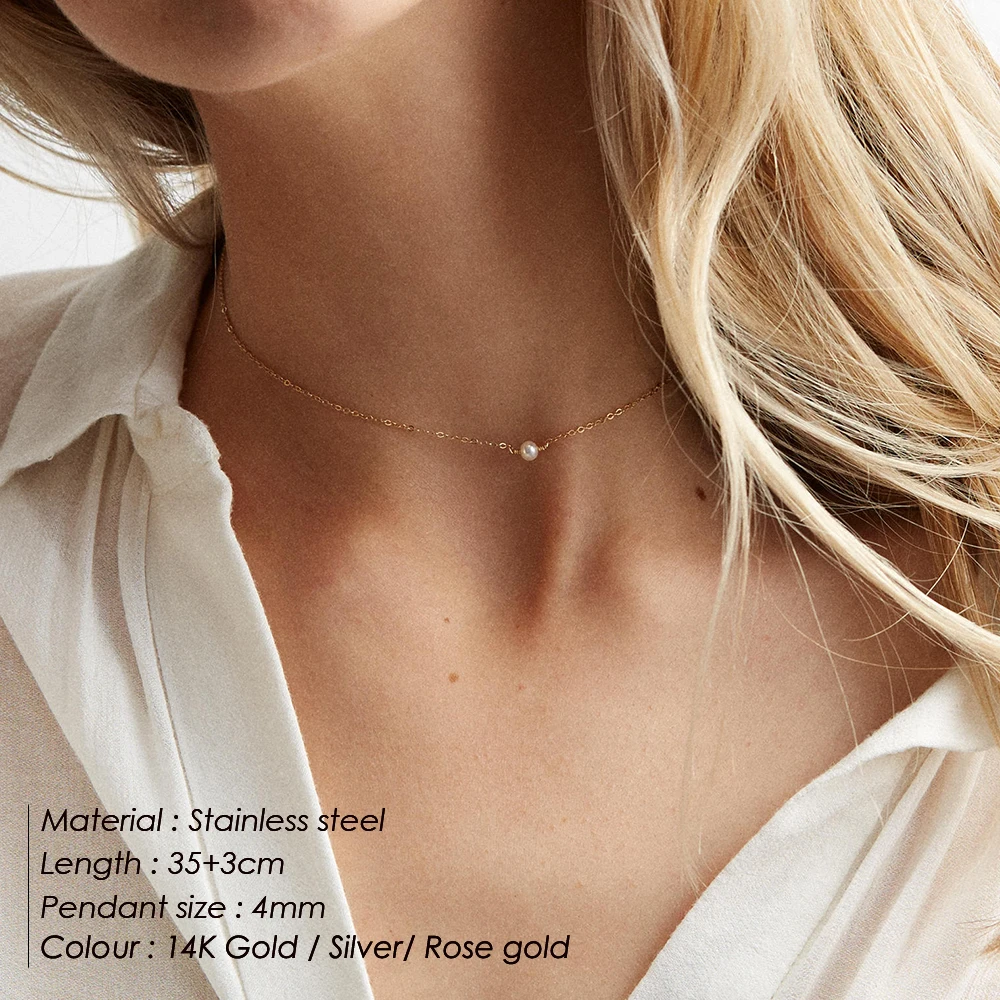 High Quality Round Pearl Pendant Necklace Stainless Steel Ladies Choker Pearl Pendant Necklace for Women, Gold/silver/rose gold
High Quality Round Pearl Pendant Necklace Stainless Steel Ladies Choker Pearl Pendant Necklace for Women, Gold/silver/rose gold