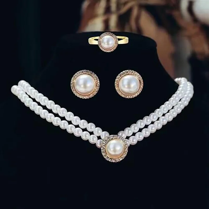 Vintage Elegant Pearl Necklace Earnail Set with boxes Bridal Wedding Accessories ear rings jewelry for girls
Vintage Elegant Pearl Necklace Earnail Set with boxes Bridal Wedding Accessories ear rings jewelry for girls
