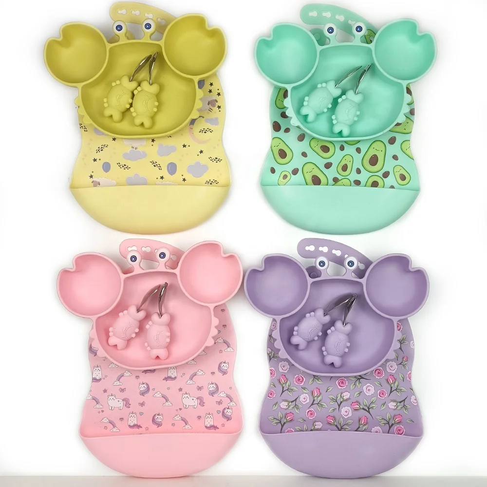Custom Children New Silicone Suction Plate Non-slip Suction Baby Crab With Cute Cartoon Crab Shape With Crab Spoon And Fork, Customized color
Custom Children New Silicone Suction Plate Non-slip Suction Baby Crab With Cute Cartoon Crab Shape With Crab Spoon And Fork, Customized color