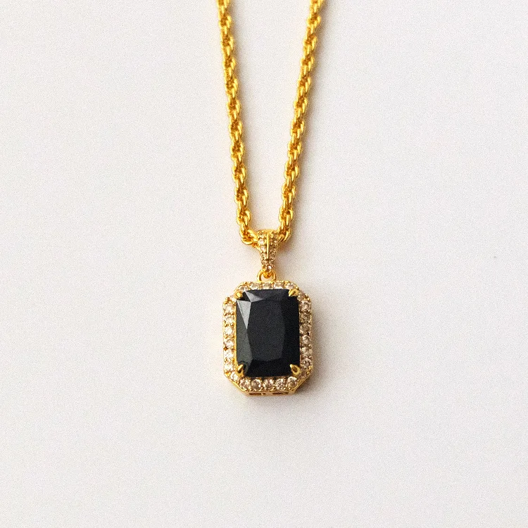 VIAPRO Fashion Jewelry Gift 18K Gold Plated Personalized Black Gemstone Pendant Golden Chain Charm Stainless Steel Necklace
VIAPRO Fashion Jewelry Gift 18K Gold Plated Personalized Black Gemstone Pendant Golden Chain Charm Stainless Steel Necklace