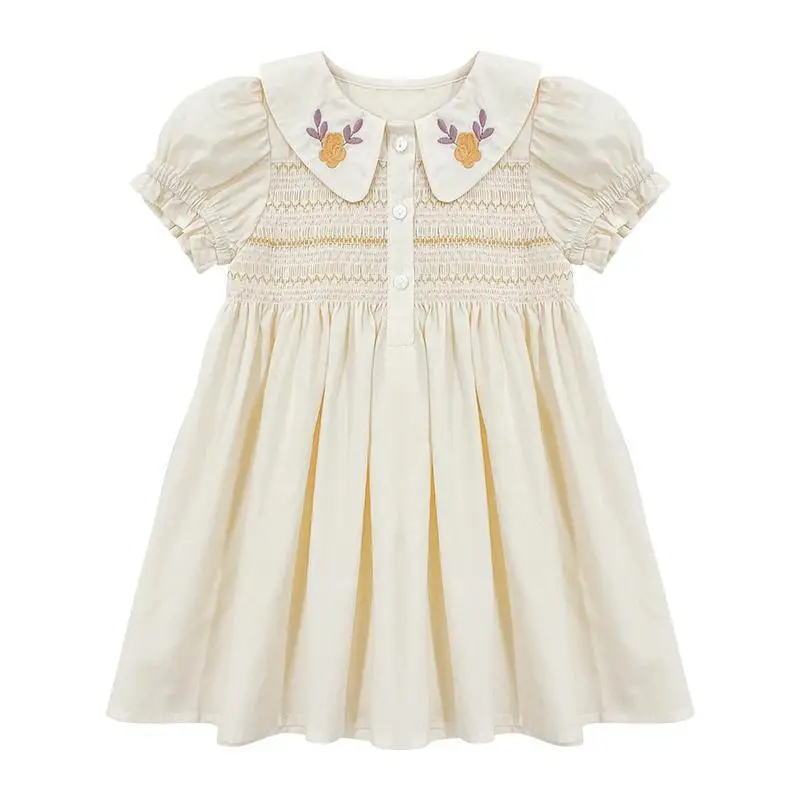 2021 New Baby Girls Smocked Clothing Kids Bishop Smocked Dress Embroidery Collar Cute Summer Clothes, Light yellow
2021 New Baby Girls Smocked Clothing Kids Bishop Smocked Dress Embroidery Collar Cute Summer Clothes, Light yellow