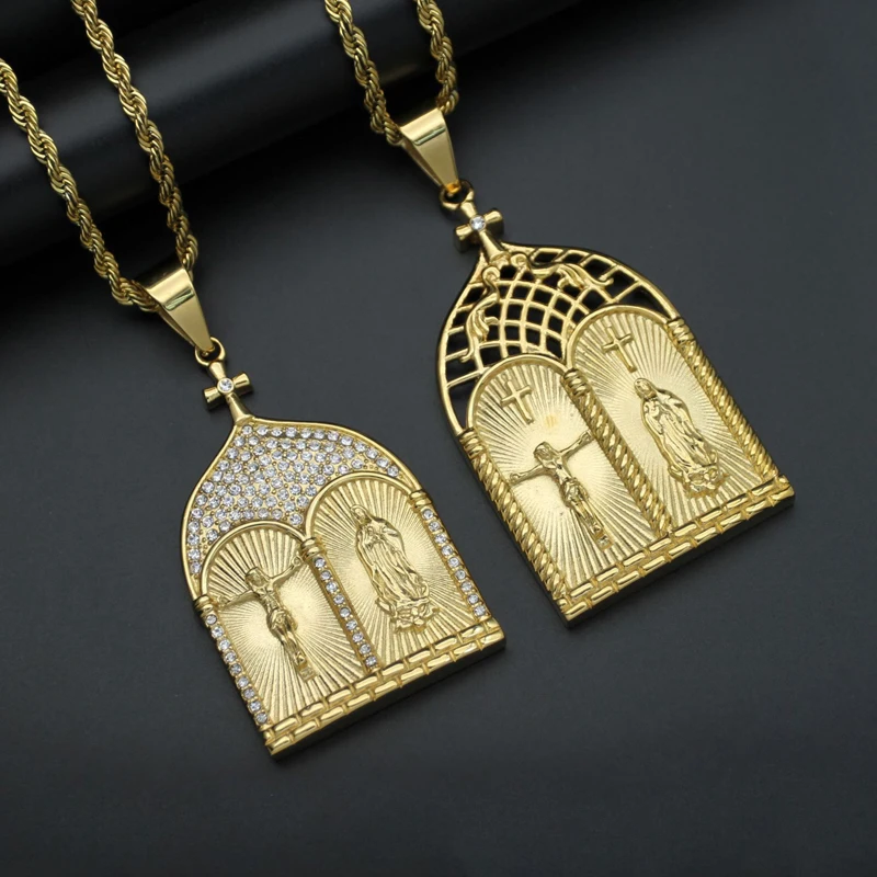 Blues RTS Titanium Steel American gilded inlaid cubic zirconia religious Church necklace
Blues RTS Titanium Steel American gilded inlaid cubic zirconia religious Church necklace