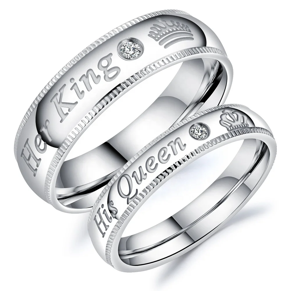 High Quality Zircon Her King His Queen Engagement Jewelry Latest Designs Wedding Ring, Silver color
High Quality Zircon Her King His Queen Engagement Jewelry Latest Designs Wedding Ring, Silver color