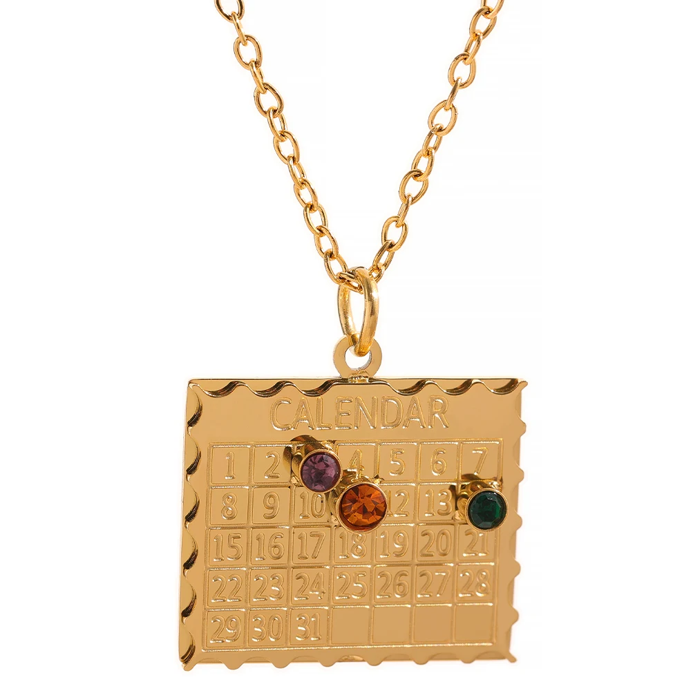 JINYOU 199 Creative Calendar Zircon Square Geometric Stainless Steel Necklace 18K Gold Plated Texture Charm Fashion Jewelry
JINYOU 199 Creative Calendar Zircon Square Geometric Stainless Steel Necklace 18K Gold Plated Texture Charm Fashion Jewelry