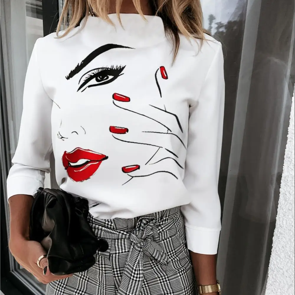 2021 New Design Shirt Lady White Lip Print Skin-Friendly Casual Tops Long Sleeve Blouse for Women, Picture
2021 New Design Shirt Lady White Lip Print Skin-Friendly Casual Tops Long Sleeve Blouse for Women, Picture