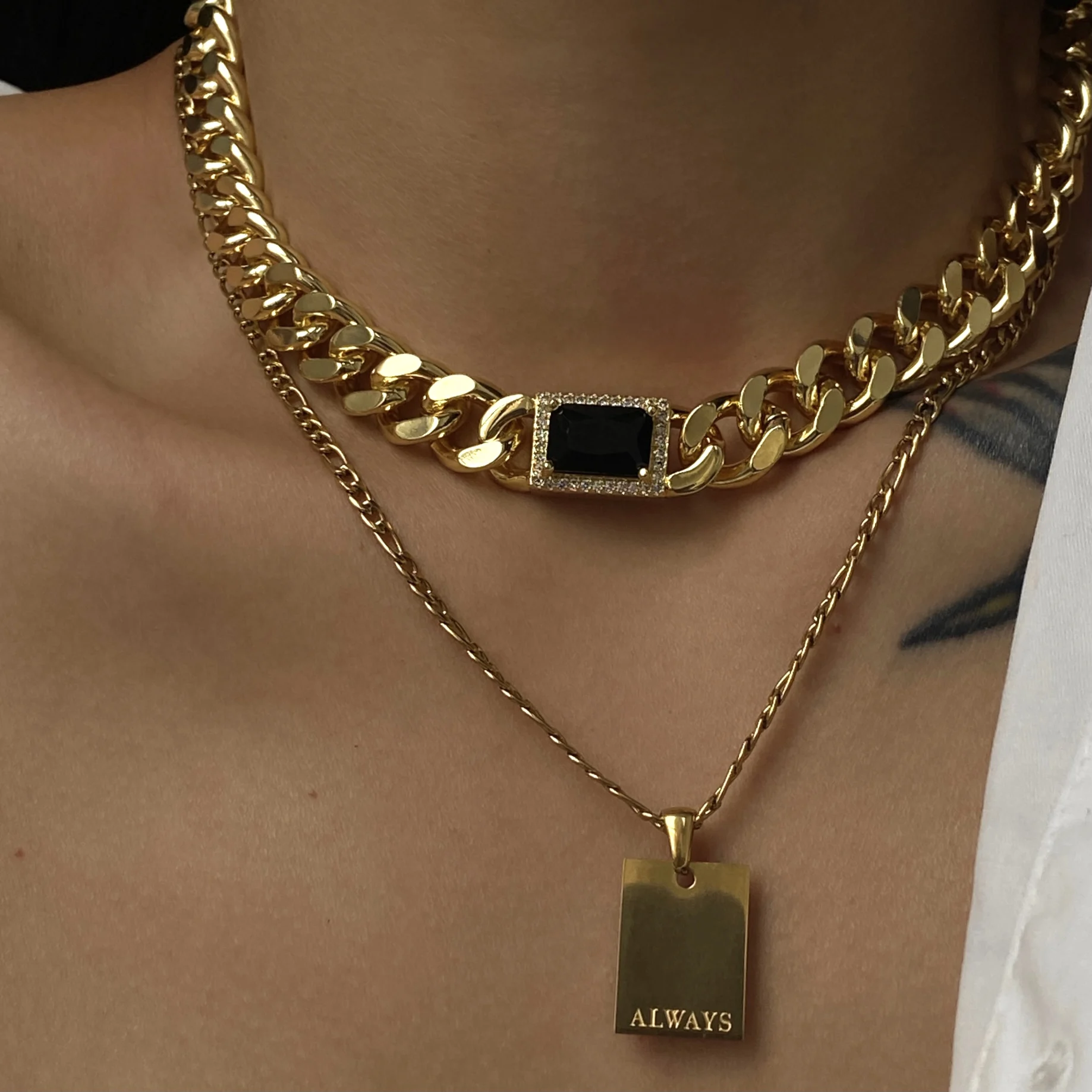 Always Letters Square Motto Stainless Steel Necklaces Figaro Chain Medallion Necklace Trendy Minimalist Titanium Steel Jewelry, Gold
Always Letters Square Motto Stainless Steel Necklaces Figaro Chain Medallion Necklace Trendy Minimalist Titanium Steel Jewelry, Gold