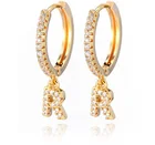 Customized jewelry Small hoop initial letter drop earrings