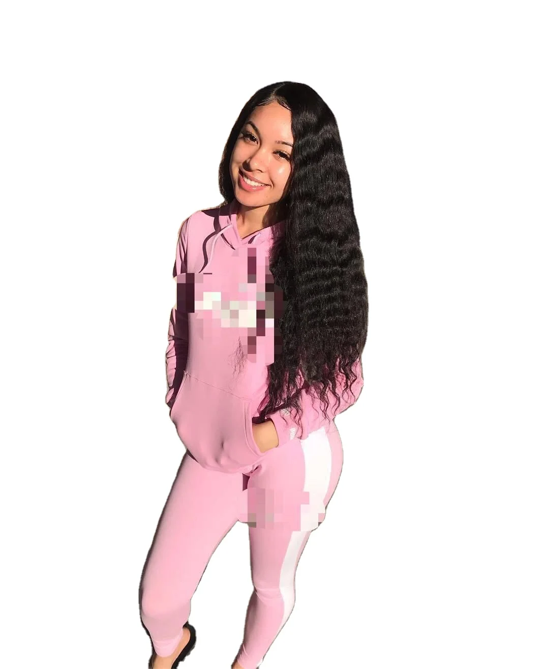 Fashion hot sale pink stitching sports and leisure suit autumn hooded sweater two-piece suit
Fashion hot sale pink stitching sports and leisure suit autumn hooded sweater two-piece suit