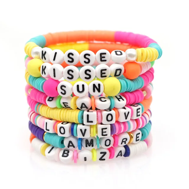 BP1017 Colorful Polymer Clay Beads Letter Charms Bracelet,Love Kissed Sun Beach Words Heishi Beads Bracelet
BP1017 Colorful Polymer Clay Beads Letter Charms Bracelet,Love Kissed Sun Beach Words Heishi Beads Bracelet