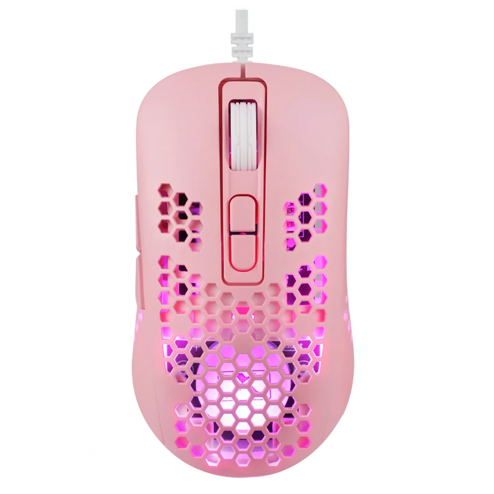 

2021 New Trending Gaming Mouse Wired Programmable Ergonomic for Laptop PC Gamer Computer LED Backlight Honeycomb Casing, White, pink, black