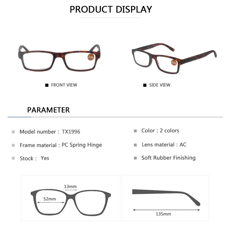 EUGENIA 2020 New Design Hot Selling PC Frame Rubber Reading Glasses