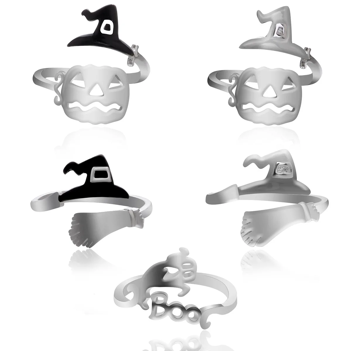 Euramerican Cartoon Witch Hat Besom Pumpkin Shaped Rings Halloween Festival Hollow Rings for Unisex, Silver
Euramerican Cartoon Witch Hat Besom Pumpkin Shaped Rings Halloween Festival Hollow Rings for Unisex, Silver