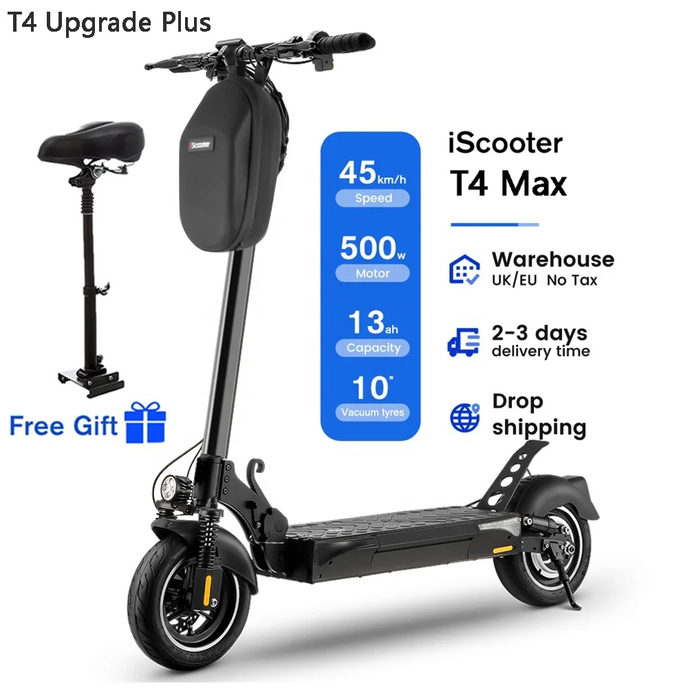 UK EU Stock T4 MAX Scooter 500W 45Km/h 10'' Fat Tire Fast Electric Scooter Off road Scooters Adult with Seat Free dropshipping
UK EU Stock T4 MAX Scooter 500W 45Km/h 10'' Fat Tire Fast Electric Scooter Off road Scooters Adult with Seat Free dropshipping