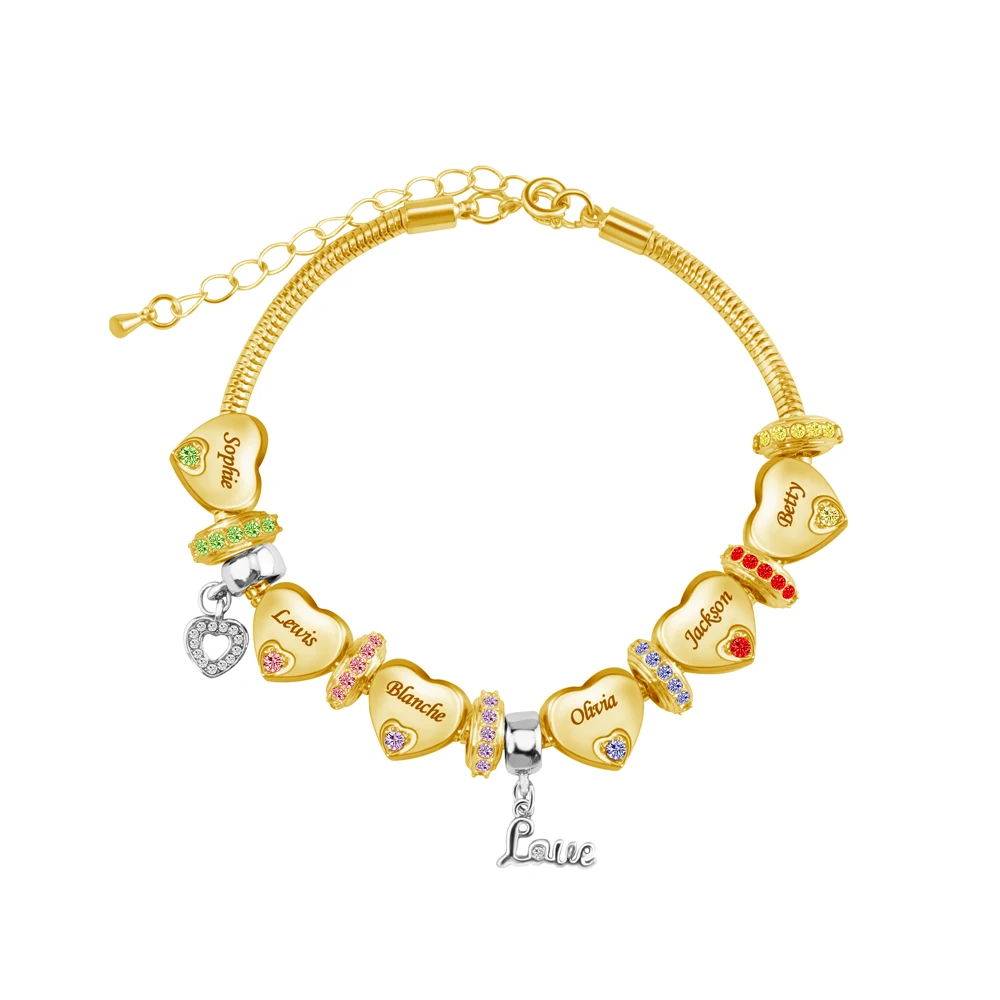 New Design Wholesale Price Shining Birthstone Heart Shape Love Pendant Beads Engraved Name Beads Bracelet For Women
New Design Wholesale Price Shining Birthstone Heart Shape Love Pendant Beads Engraved Name Beads Bracelet For Women