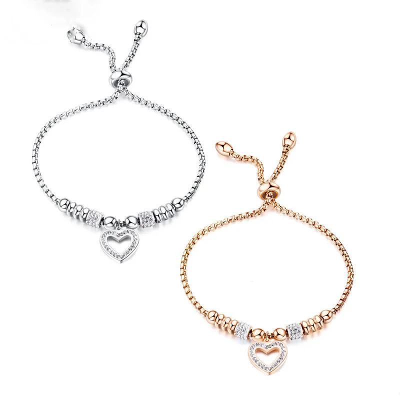 Lover's Adjustable Heart Couple Bracelet Zircon Heart Charm Rose Gold Plated Valentine's Day Gift Stainless Steel Bracelets
Lover's Adjustable Heart Couple Bracelet Zircon Heart Charm Rose Gold Plated Valentine's Day Gift Stainless Steel Bracelets