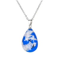 

2020 Natural Heart shaped Blue Sky Clouds Eagle In Resin Cloudy Ball Pendant Necklace