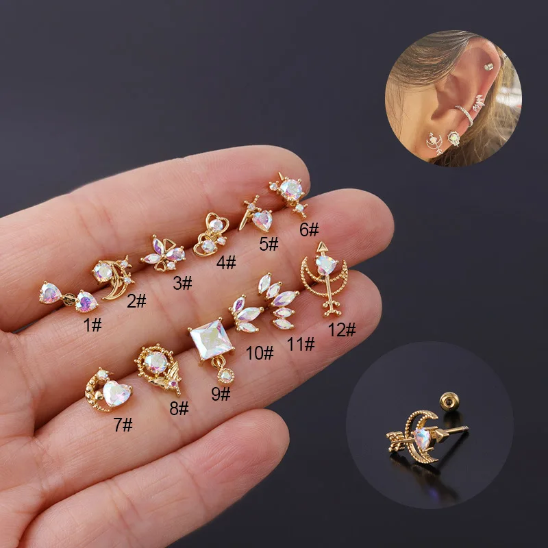 HOVANCI 4 New fashion 20g stainless steel thin rod AB zircon cartilage stud earrings for women ear bone nail, Gold/silver
HOVANCI 4 New fashion 20g stainless steel thin rod AB zircon cartilage stud earrings for women ear bone nail, Gold/silver