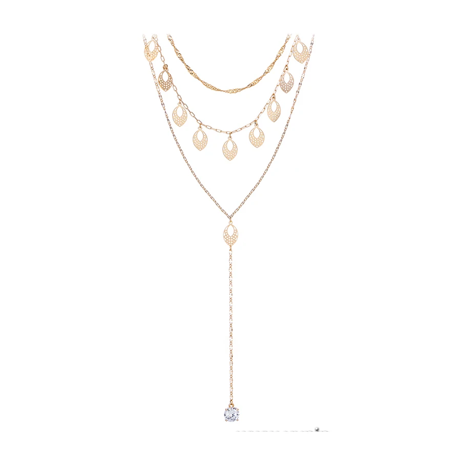 46920 xuping New elegant dating essential necklaces multi layer clavicle long chain leaf necklace jewelry and a shiny zircon, White 
46920 xuping New elegant dating essential necklaces multi layer clavicle long chain leaf necklace jewelry and a shiny zircon, White